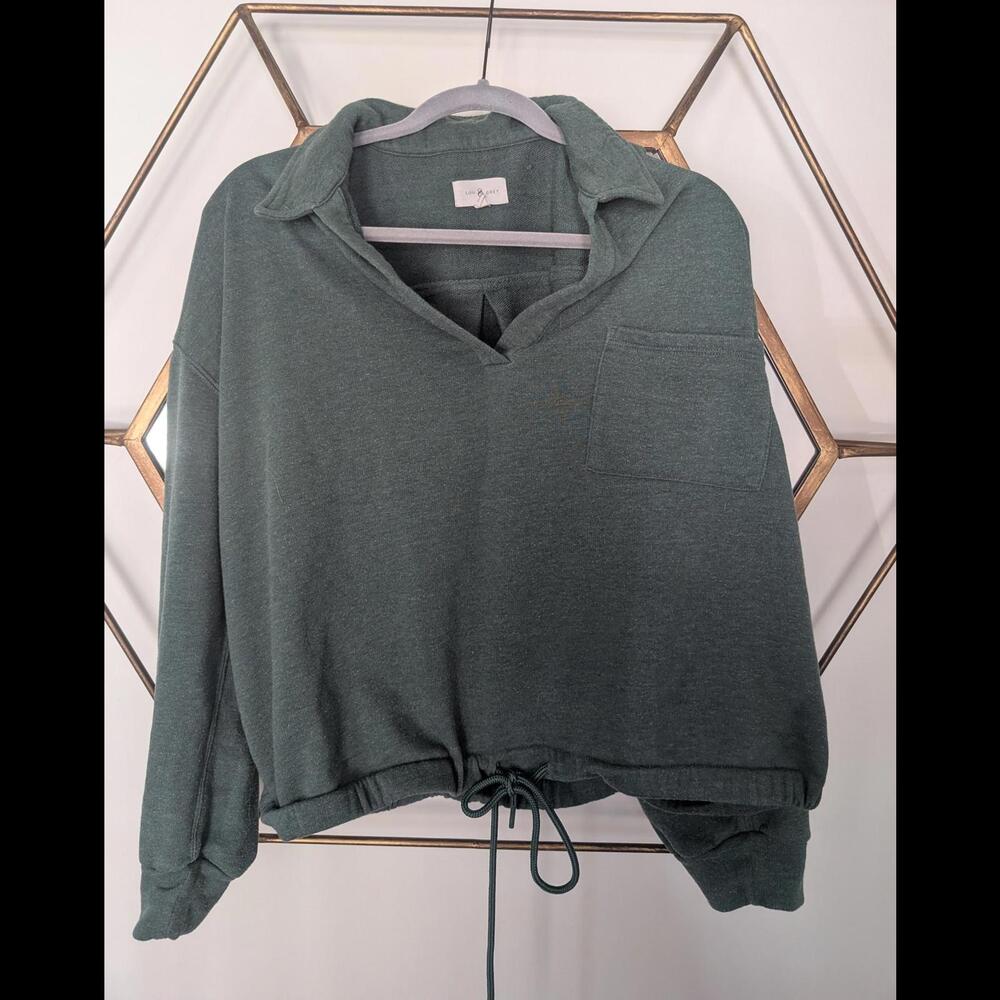 Lou & Grey Green Oversized Cropped Sweatshirt, size XL
